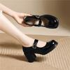Black British Mary Jane Small Leather Shoes Versatile Small High Heel Premium Uniform Single Shoes Leather Shoes Loafers