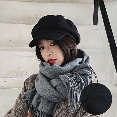Berretto di lana di lusso da donna autunno inverno kepi retro nero cappello a becco d'anatra tendenza cappelli da pittore coreano britannico cappello ottagonale