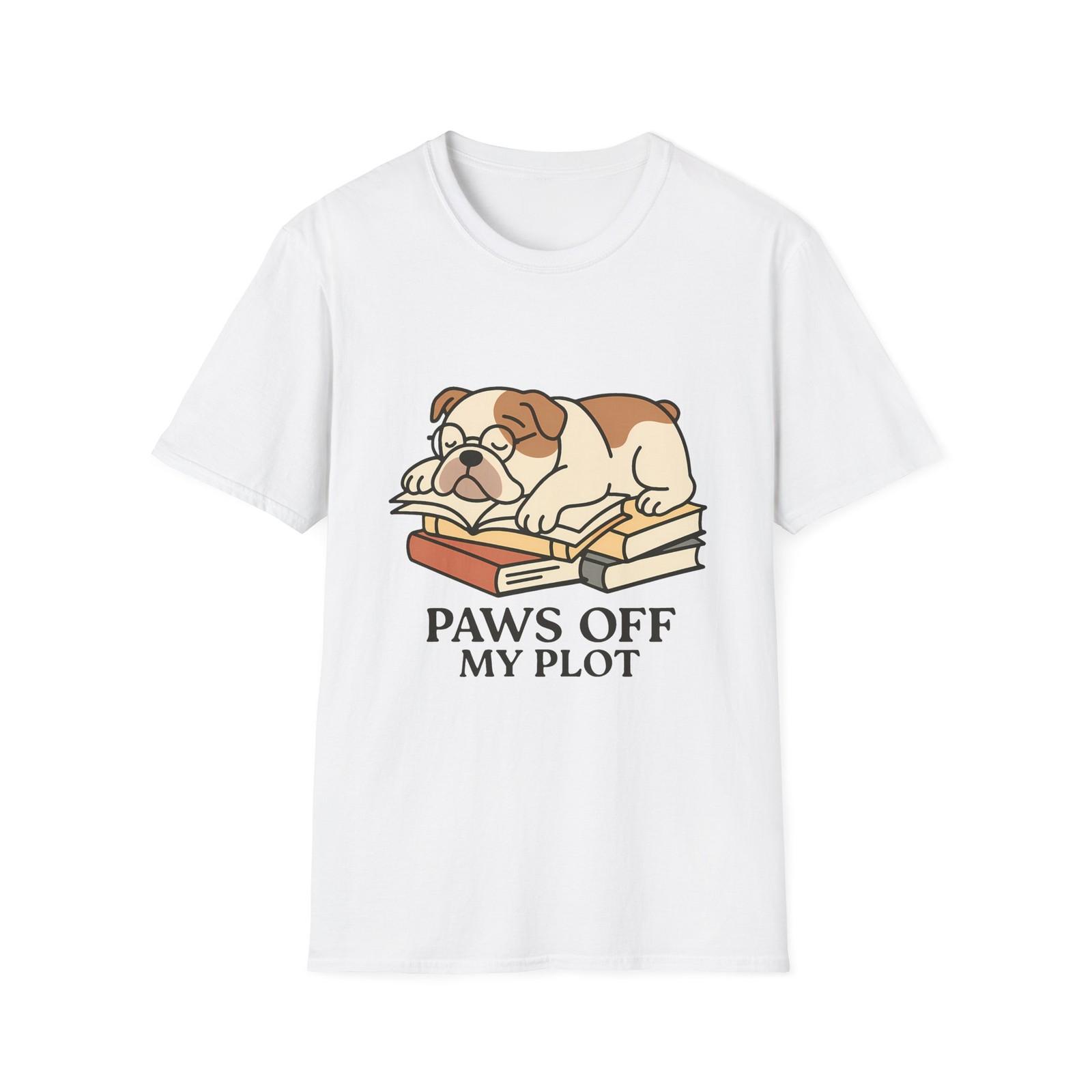 Unisex Softstyle T-Shirt Mens Womens Tees Top Bulldog Sleeping Books Glasses Humor XL