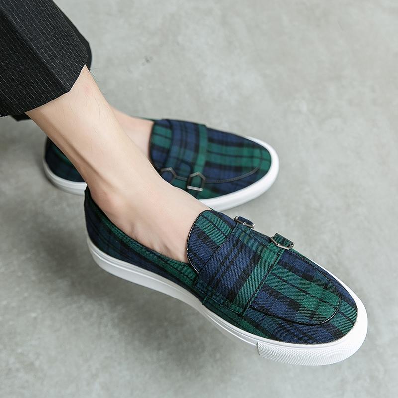 Fashion New Mens Stripe Suede Leather Designer Shoes Plaid Fashion Casual Flat Bottom Sneakers Luxury Brand Shoes Men Loafers Shoes Male