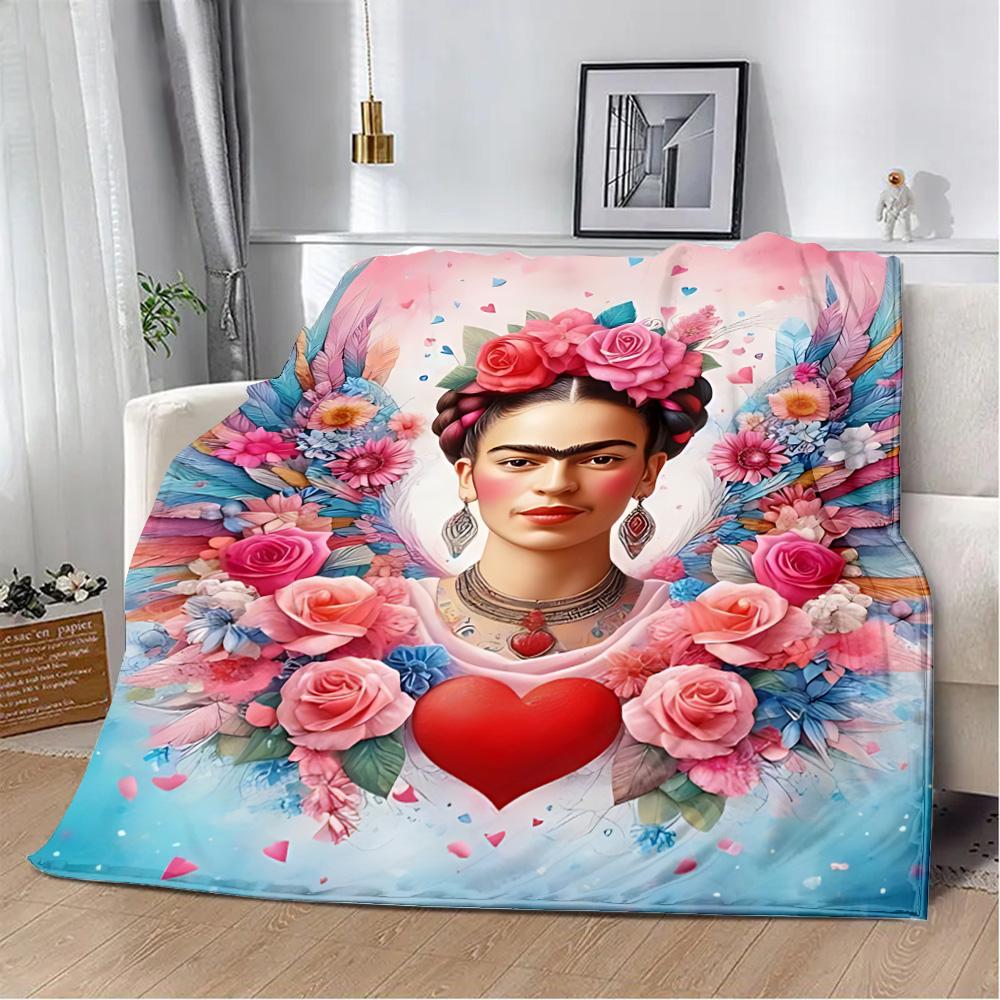 Cartoon F-Frida Printed Blanket Picnic Blankets Warm Blanket Soft and Comfortable Blanket Home Travel Birthday Gift