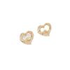 14K Gold-Filled Diamond-Cut Heart Frame Pearl Stud Earrings with 925 Silver Pin