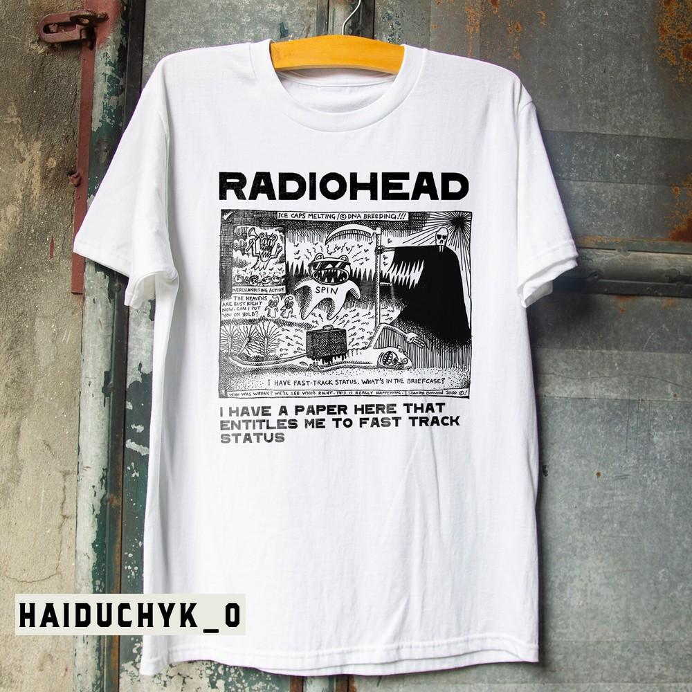 

Radiohead I Have A Paper Here Unisex White T-shirt Size S-5XL Unisex T-Shirt XXXXL
