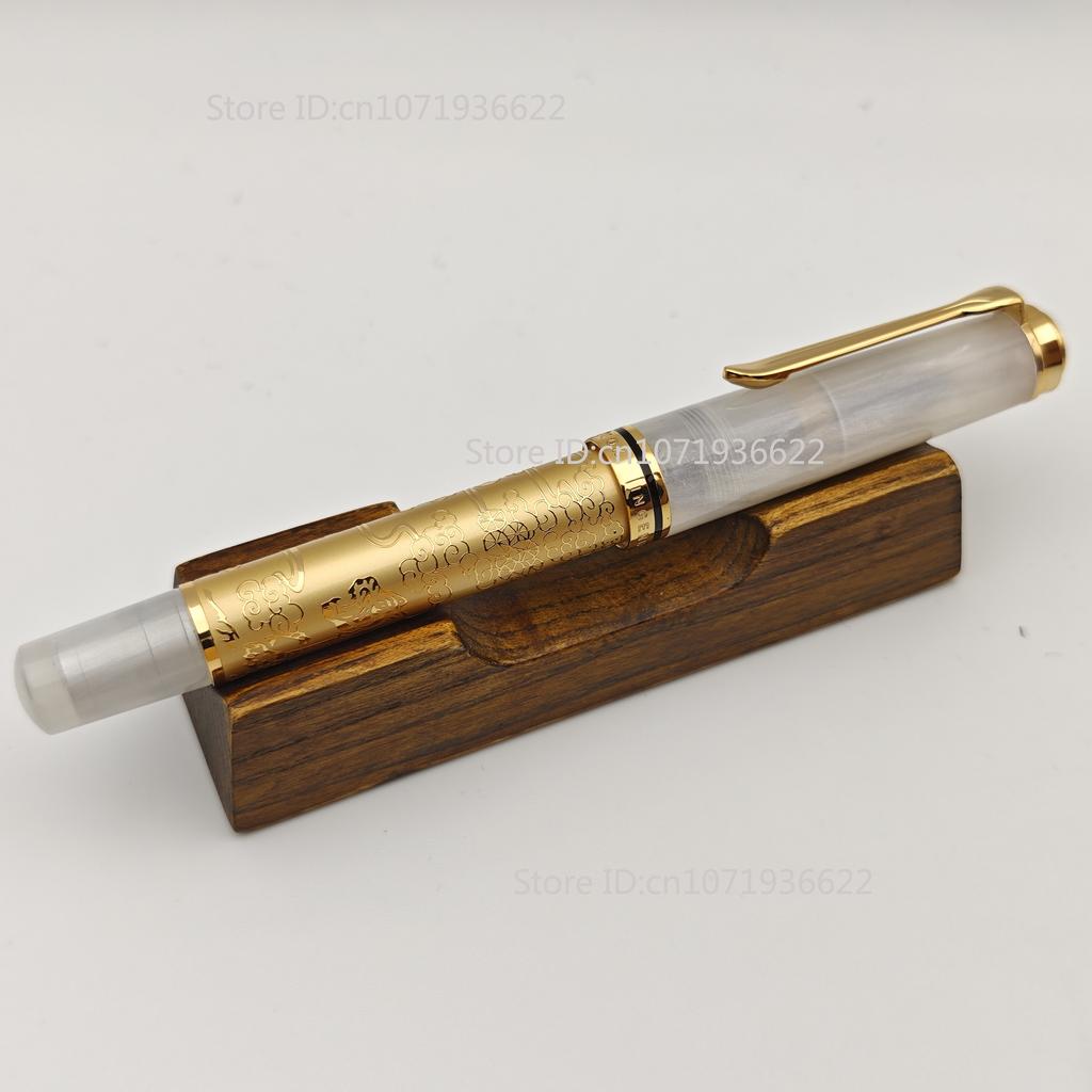 ADMOK M800 Divine Beast Essence Carved Edition No.6 Schmidt BOCK Piston Fountain Pen Plated 24K Dragon White Tiger Writing Pen