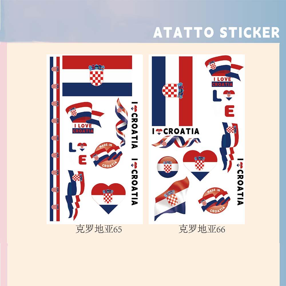 Set of 2 Temporary Tattoos National Flag Decals for Face and Arm, Body Decoration for Football Supporters for Sporting Events