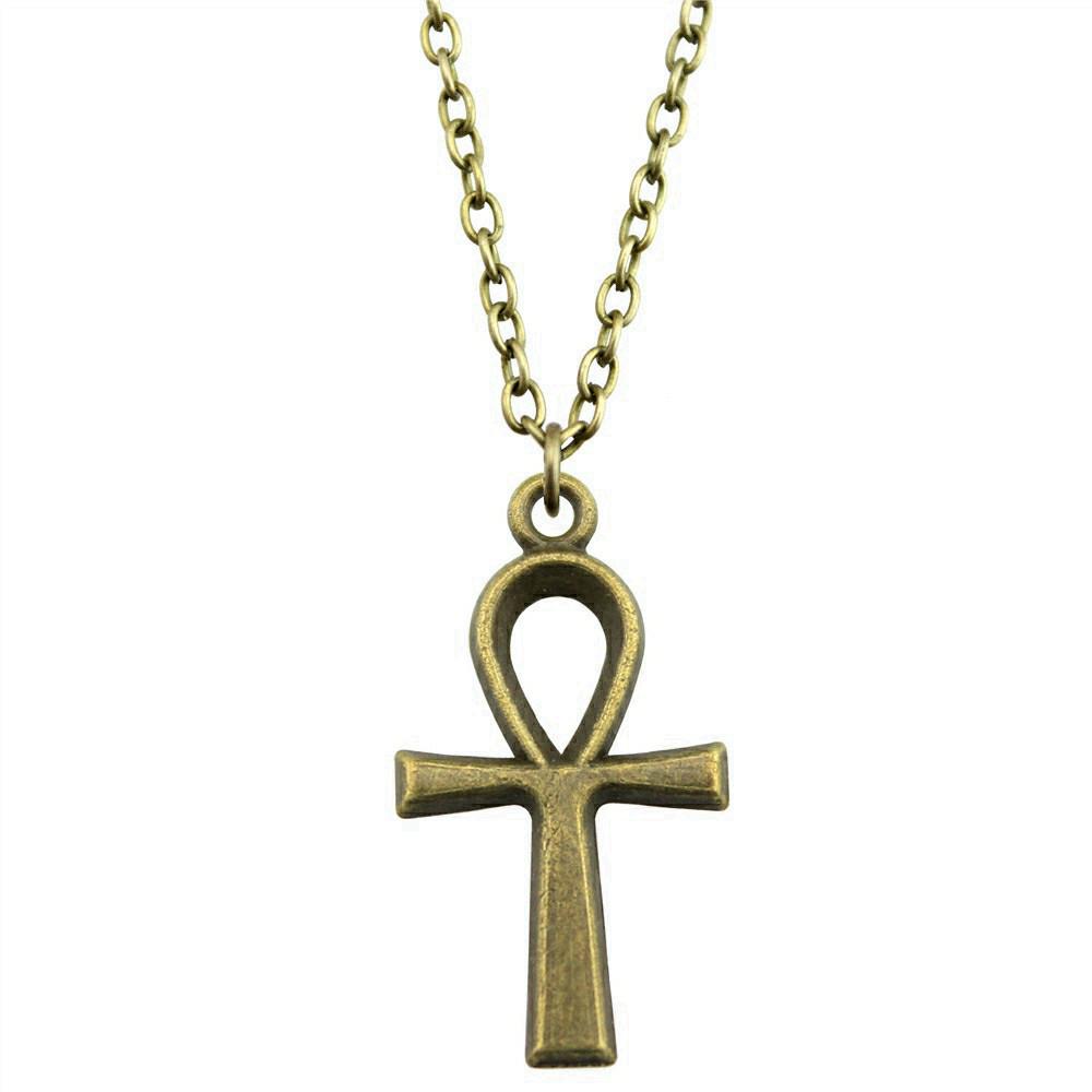 Pray Amulet Charm Necklace Cross Pendant Vintage Halloween Witchy Jewelry 43cm Chain