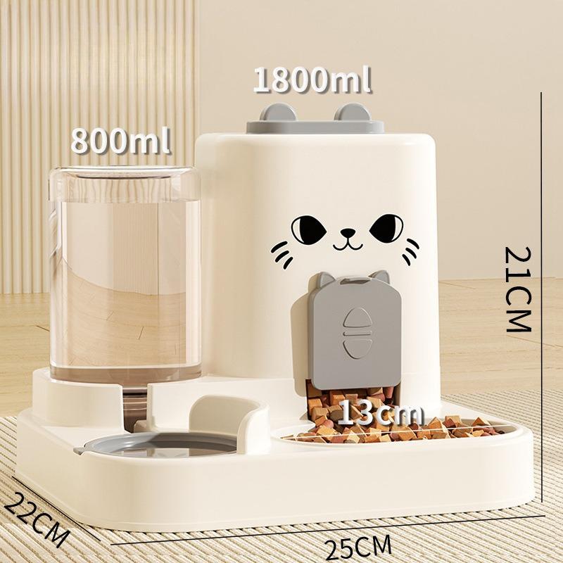 Cat Feeder, Water and Food Integrated Feeding Device, Feeding Bowl with Dry and Wet Separation, Dog Bowl, Cat Bowl, Food Storage Bowl for Pets
