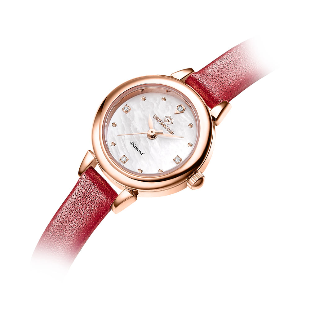Diyuamoleu Women'S Leather Band Watch Daw3102L-Rd Diamond Watch