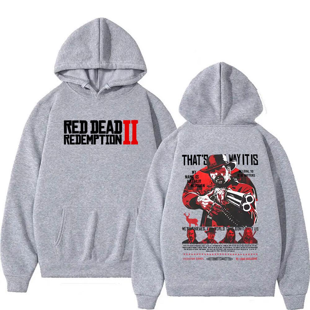 Red Dead Redemption 2 Potlačená Mikina Pánska Vintage Nadrozmerná Módna Mikina Bežná s Dlhým Rukávom Jesenná/Zimná S Kapucňou Streetwear