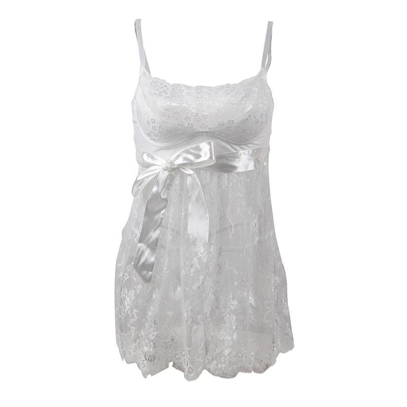 Noční košilka bez rukávů z krajkové síťoviny ve větších velikostech - Sexy a okouzlující evropský/americký styl