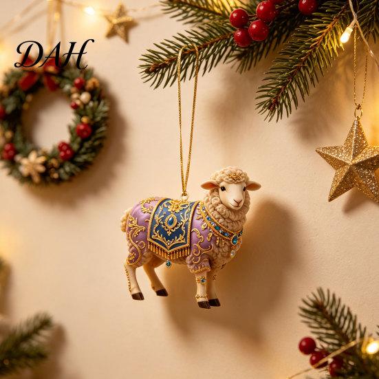Holiday Atmosphere Enhancement Ornament 2D Acrylic Goat Christmas Ornament, Cute Animal Sheep Hanging Decor for Elegant Home Party Decoration