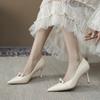 Retro Temperament Bow High Heels Women's Pointed Head Thin Heel Design Sense Single Shoes Spring CM