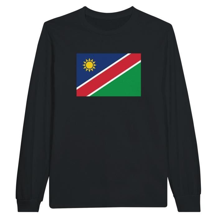 T-shirt à manches longues - PIXELFORMA - Drapeau de la Namibie - 100% coton - Mixte - Noir