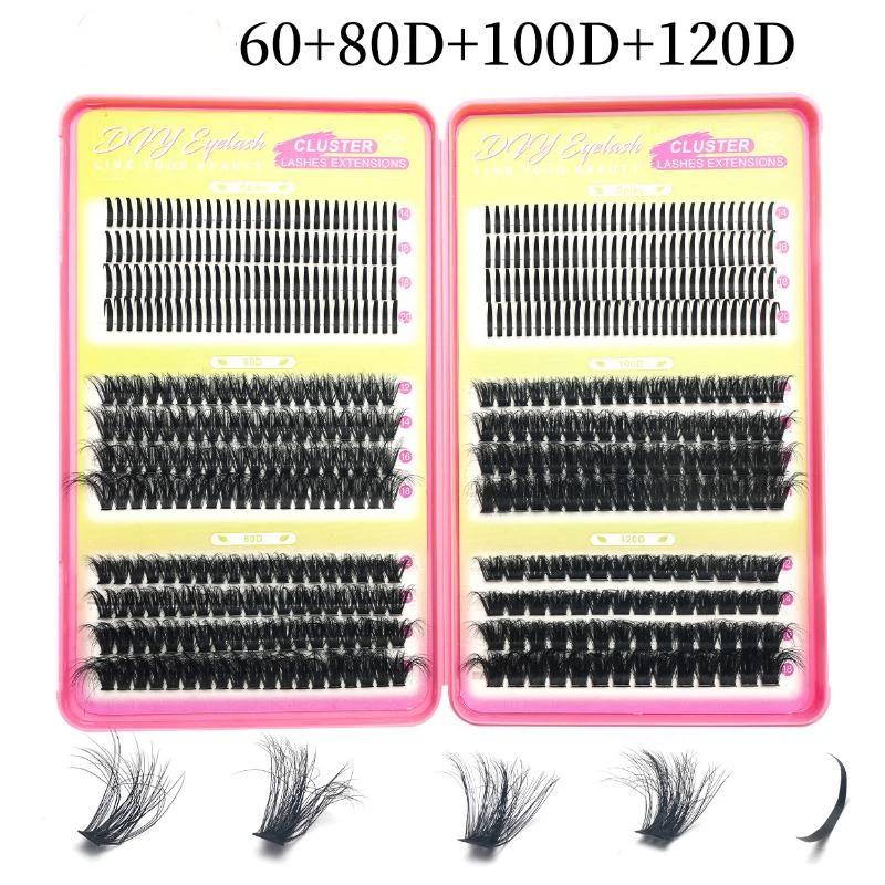 Spiky Cluster Lashes Individual 100D 150D 200D Thick Eyelash Extensions for Home DIY Lash Extension Kits