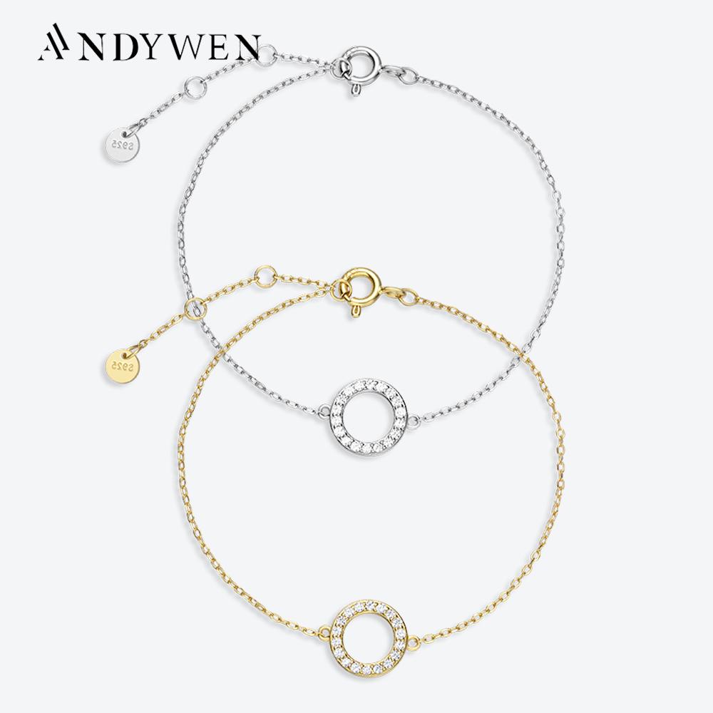 

ANDYWEN, стерлингового серебра 925 пробы, 10 мм, круглый кулон, браслет-цепочка для женщин, 2023, Роскошные ювелирные изделия с кристаллами CZ и цирконием