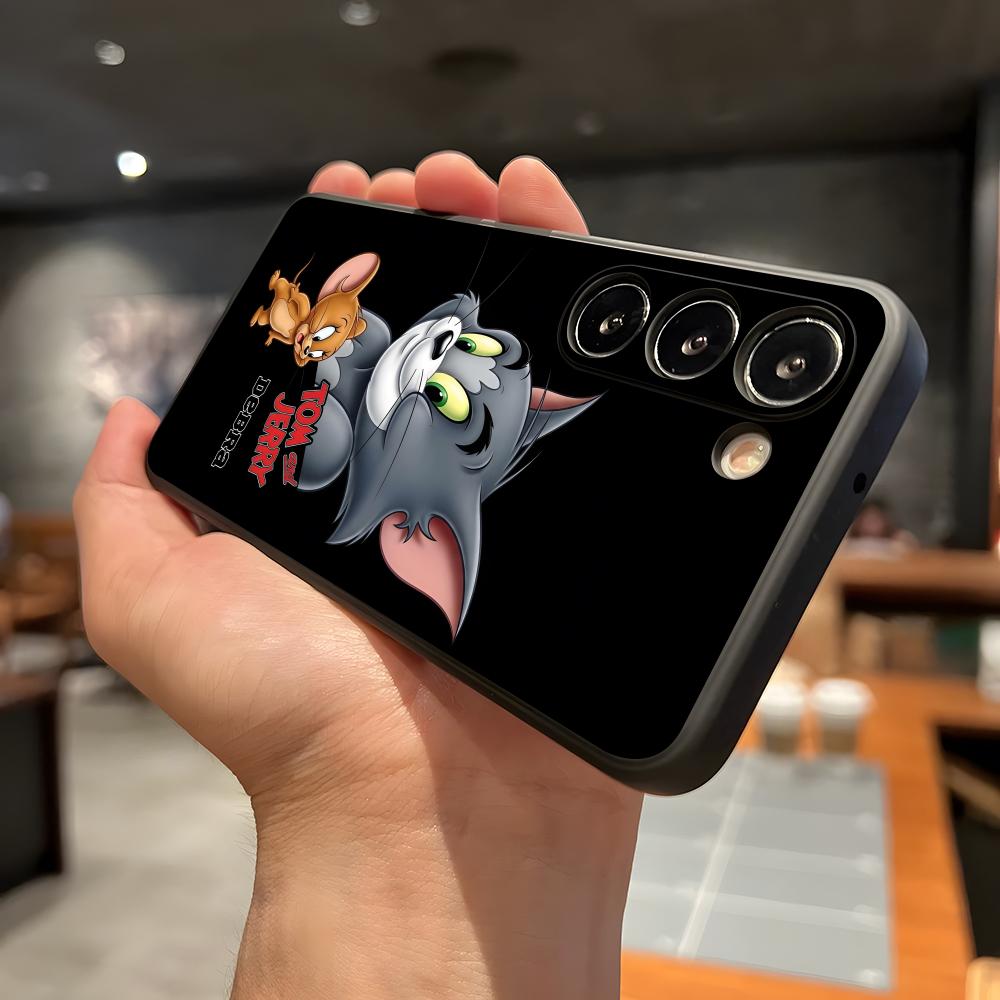 AniME-T-Tom And J-Jerry Kawaii Phone Case For Samsung A56 A36 A26 A16 A15 A25 A35 A55 A14 A34 A24 A54 Black Soft Shell