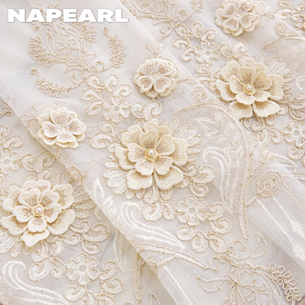 1PC NAPEARL French Luxury Lace Relief Embroidered Translucent Sheer Curtain 260cm Height Tulle for Living Room Bedroom Window Decoration Home Decor