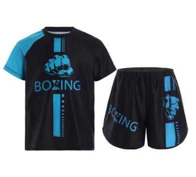 Kinder Muay Thai Boxen Sandwear Mode Bedrucktes Boxer Kurzarm T-Shirt Shorts Fitnessstudio Surfen Kurzarm Kopf