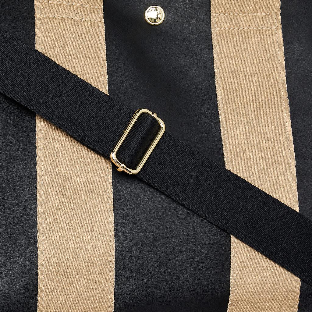 Marie Claire Paris Synthetic Leather Series Elegant Town Tote Large "Camille" 2-Way Bag, Lightweight, Capacity, Functional, Brown/Black/Chain, 240-221