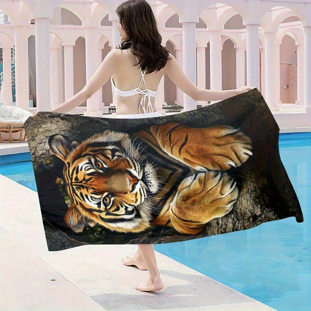 3D tygří obličej Tištěný Plážový ručník Polyester Měkký Rychleschnoucí Velký Ručník do koupele Letní Bazén Surfování Deku