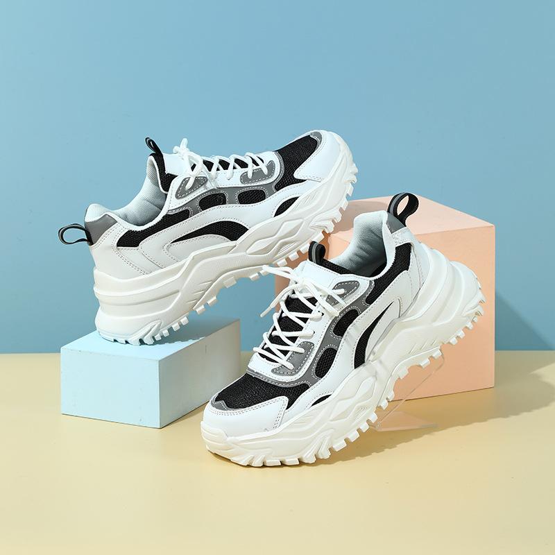 Unisex Platform Sneakers Breathable Mesh Chunky Shoes Non-slip Height Increasing Sports Shoes for Outdoor Running Jogging Traveling