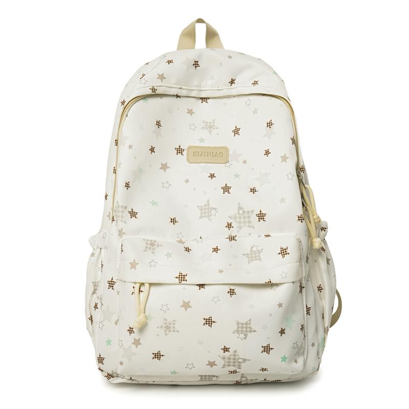 Star Print Large Capacity Backpack Grade 3-6 Student Schoolbag