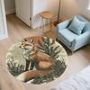 Fox On Tree Branch,Round Area Rug,Carpet Rug for Living Room Bedroom Sofa Playroom Decor,Non-slip Floor Mat
