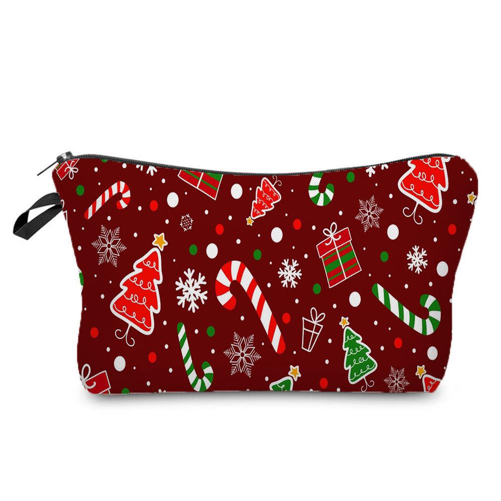Women Christmas Ornament Print Cosmetic Bag Toiletries Organize Travel Storage Case 6693