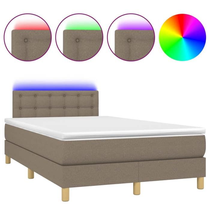 Exklusives Haus - Lattenrost mit LED-Matratze Taupe 120x200 cm Stoff