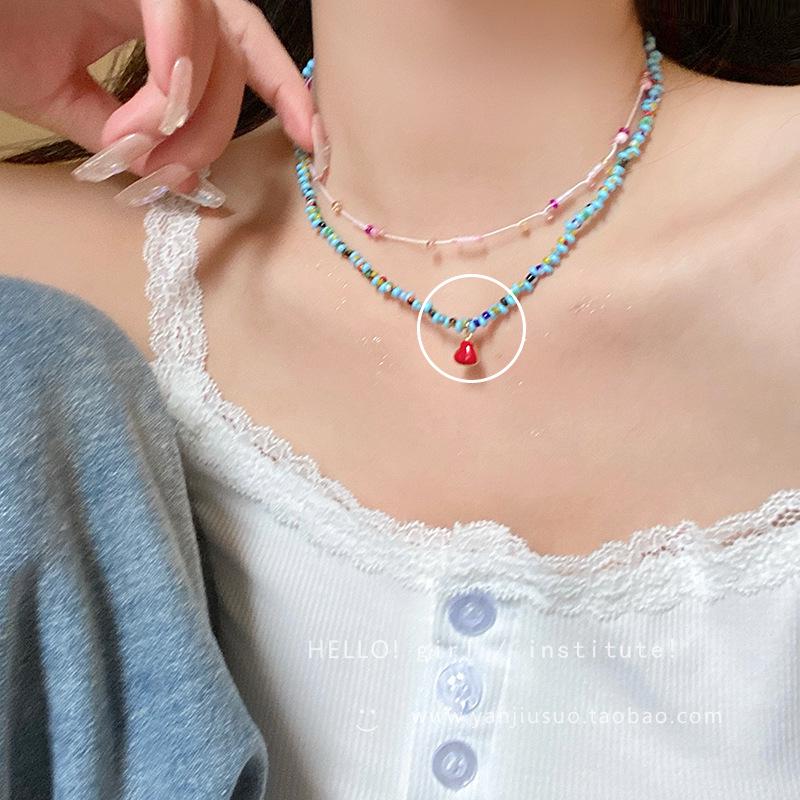 Ожерелье из пресноводного жемчуга цвета дофамина: Женская роскошная ключичная цепочка с нишевым дизайном