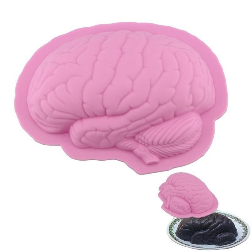 Cake Mold Halloween Human Brain Shape Pan Baking Tools Silicone Cake Mold Pudding Dessert Mold