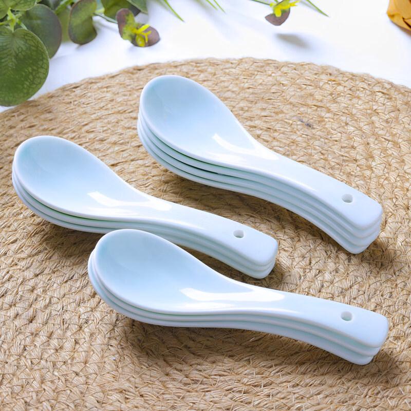 Set of 10 Ceramic Chinese Style Small Spoons