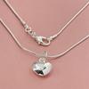 Silver Plated 925 Heart Necklace with 40CM Snake Bone Chain