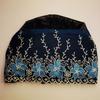 Soft Elastic Curly Hair Hat Embroidered Flowers Elderly Beauty Cap  All-match
