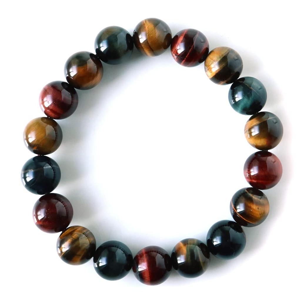Natural Stone Power Stone Bracelet Tiger Eye for Men and Inner Circumference Women, 10mm, Approx. 17.5cm