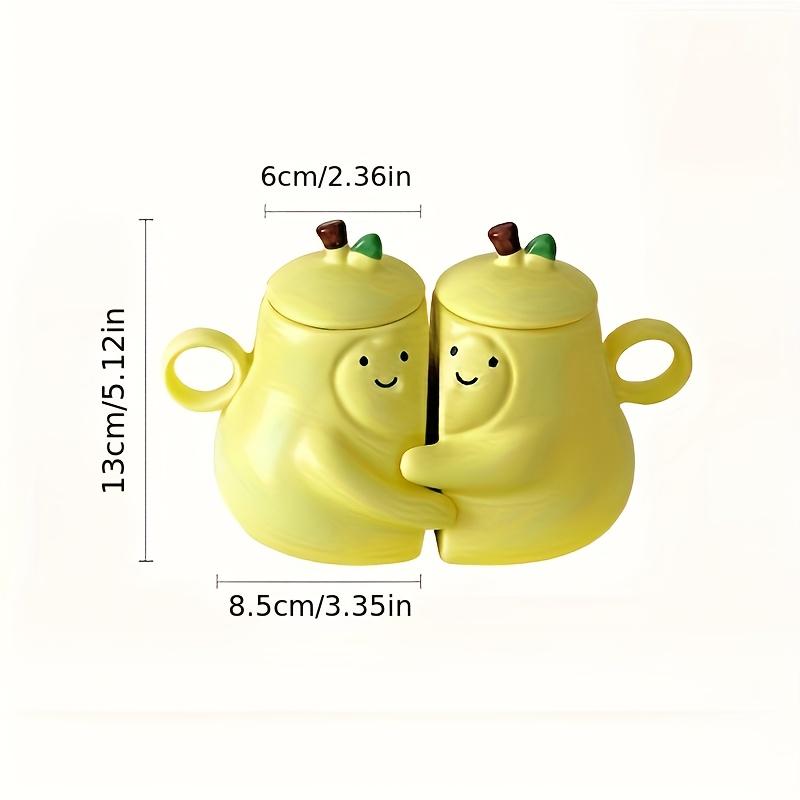 

Керамическая чашка для пары, Горячие Никогда не расставайтесь Дизайн Обнимающиеся груши , Изолированная кружка с крышкой, Только ручная мойка, Многоразовая многоцелевая чашка для питья, Милый необычный подарок