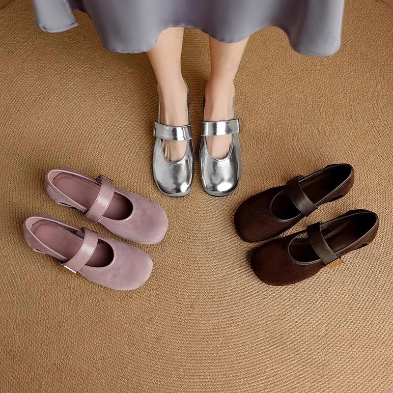 Fashion Women Mary Jane Shoes Summer Fashion Vintage Height Increase Leather Shoes Lightweight Comfortable Outdoor Non Slip Casual Flats
