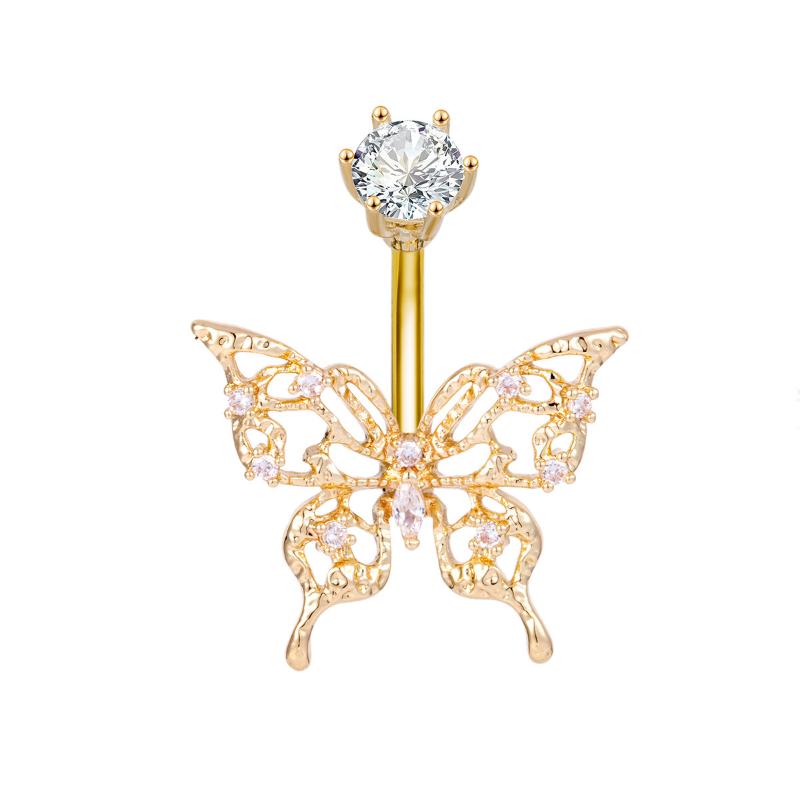 Anneau de nombril Cœur Doux avec Nœud pour Femmes Anneau de Nombril Papillon Zircon Brillant Bijoux Accessoires Piercing Corporel Sexy Cadeau