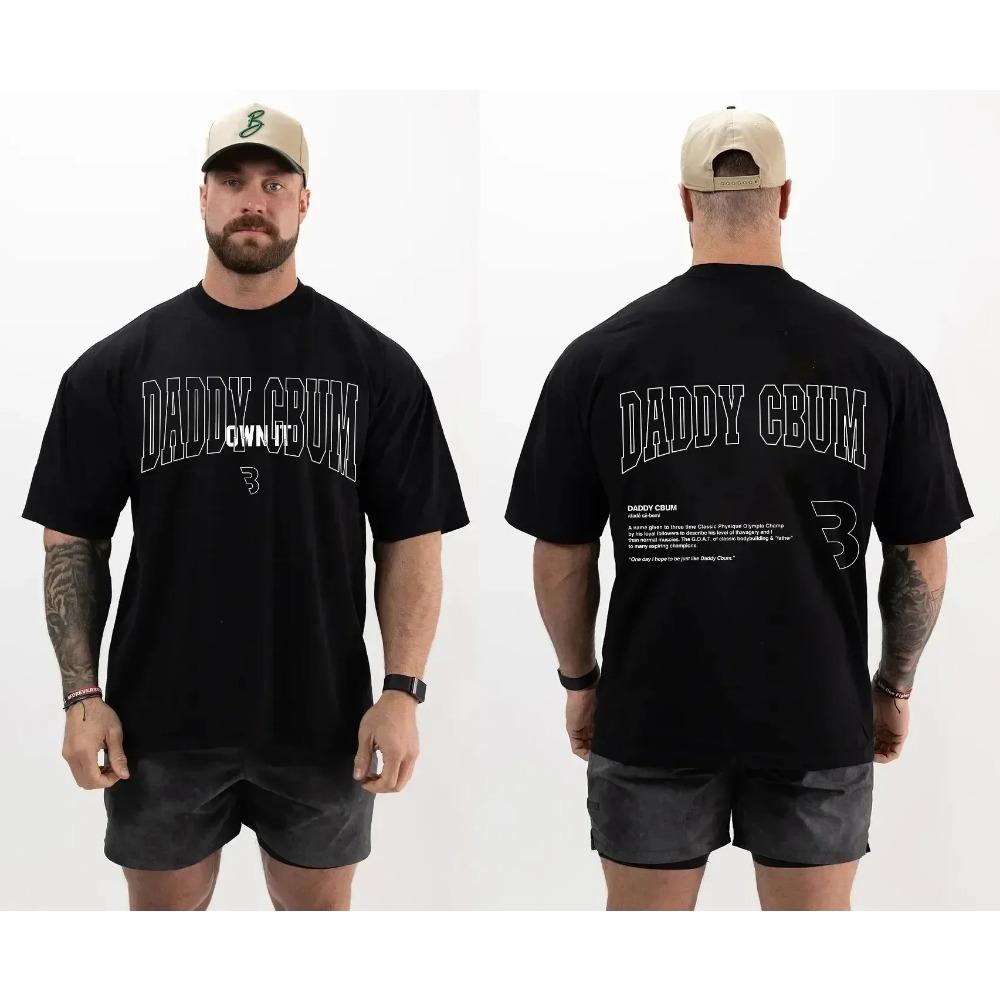 T Shirt Gym Fitness Oversized Men's 100% Cotton T-shirt Casual Round Neck Women Clothing Tops Vintage Streetwear