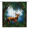 Tropical Jungle Landscape Shower Curtains Bathroom Decor Wild Animal Deer Parrot Toucan Leopard Home Bathtub Polyester Curtain