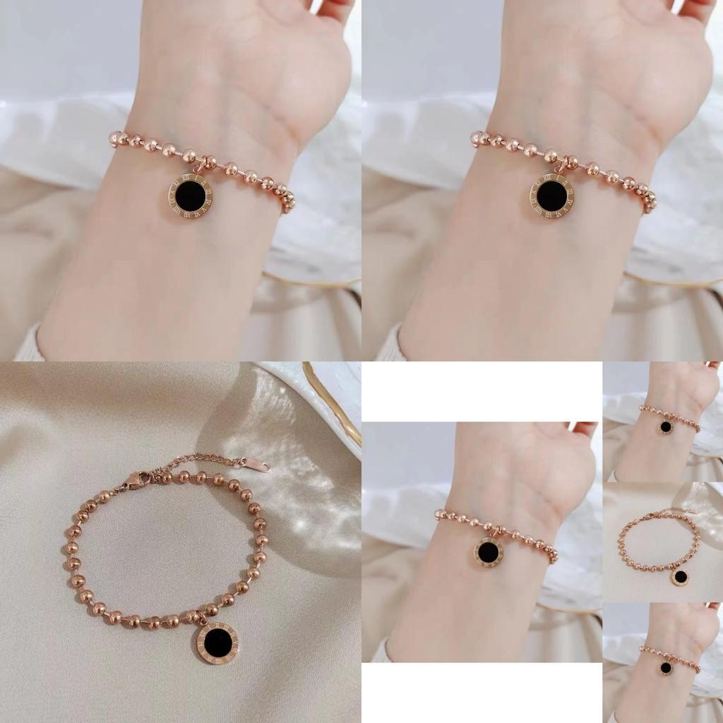 Fashionable Rose Gold Titanium Steel Women's Bracelet With Geometric Shapes