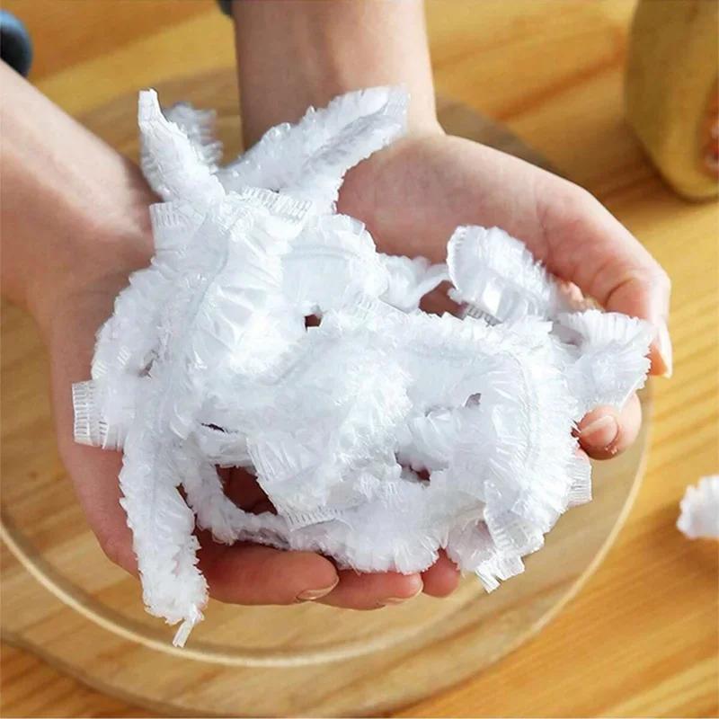 100PCS-Transparent Disposable Food Covers Plastic Fresh-keeping Food Cover Elastic Shoe Cover Shower Headgear Bags Wholesale