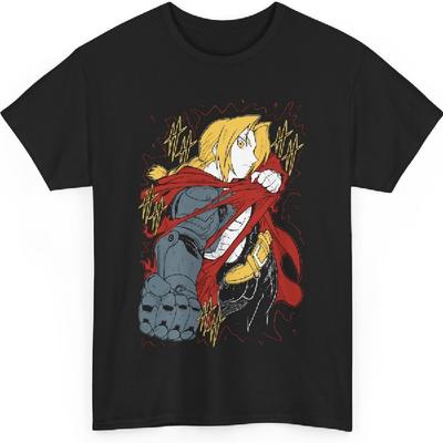 Camiseta de Fullmetal Alchemist Anime, Camiseta de Anime Japonés de Algodón de Manga Corta M-6