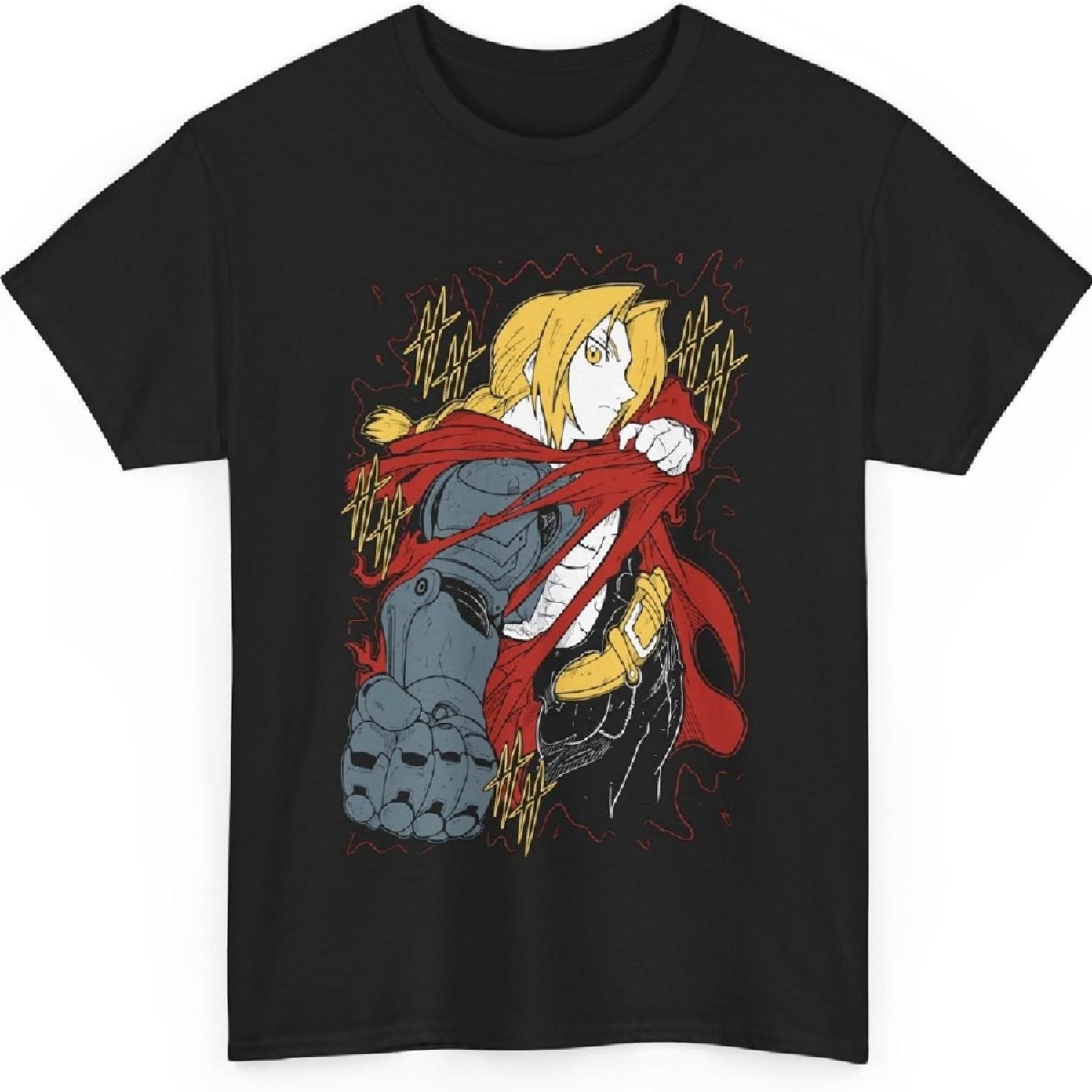 

Fullmetal Anime Alchemist T-Shirt,Japanese Anime Shirt Cotton Short Sleeve tee M-6 XXXXXL чёрный