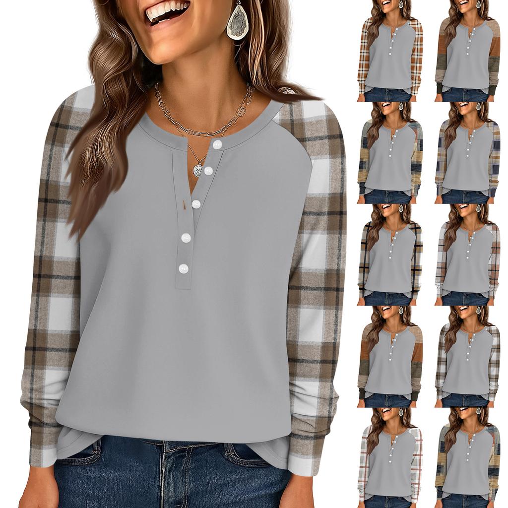 Damenmode Locker Langarm Rundhals Casual Oberteil