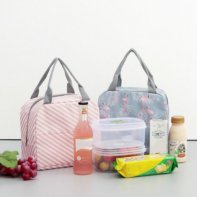 Funktionales Muster, Kühler-Lunchbox, tragbar, isoliert, aus Segeltuch, Lunchtasche, thermische Lebensmittel-Picknick-Lunch-Taschen für Damen und Kinder