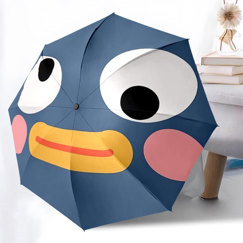 1 Stück Süßes Gesicht Öffnen/Schließen Faltbarer Regenschirm, All- tragbarer Regenschirm für & Männer, Stilvolles Accessoire (Weihnachtsgeschenk) 8-Rippen yy251213181