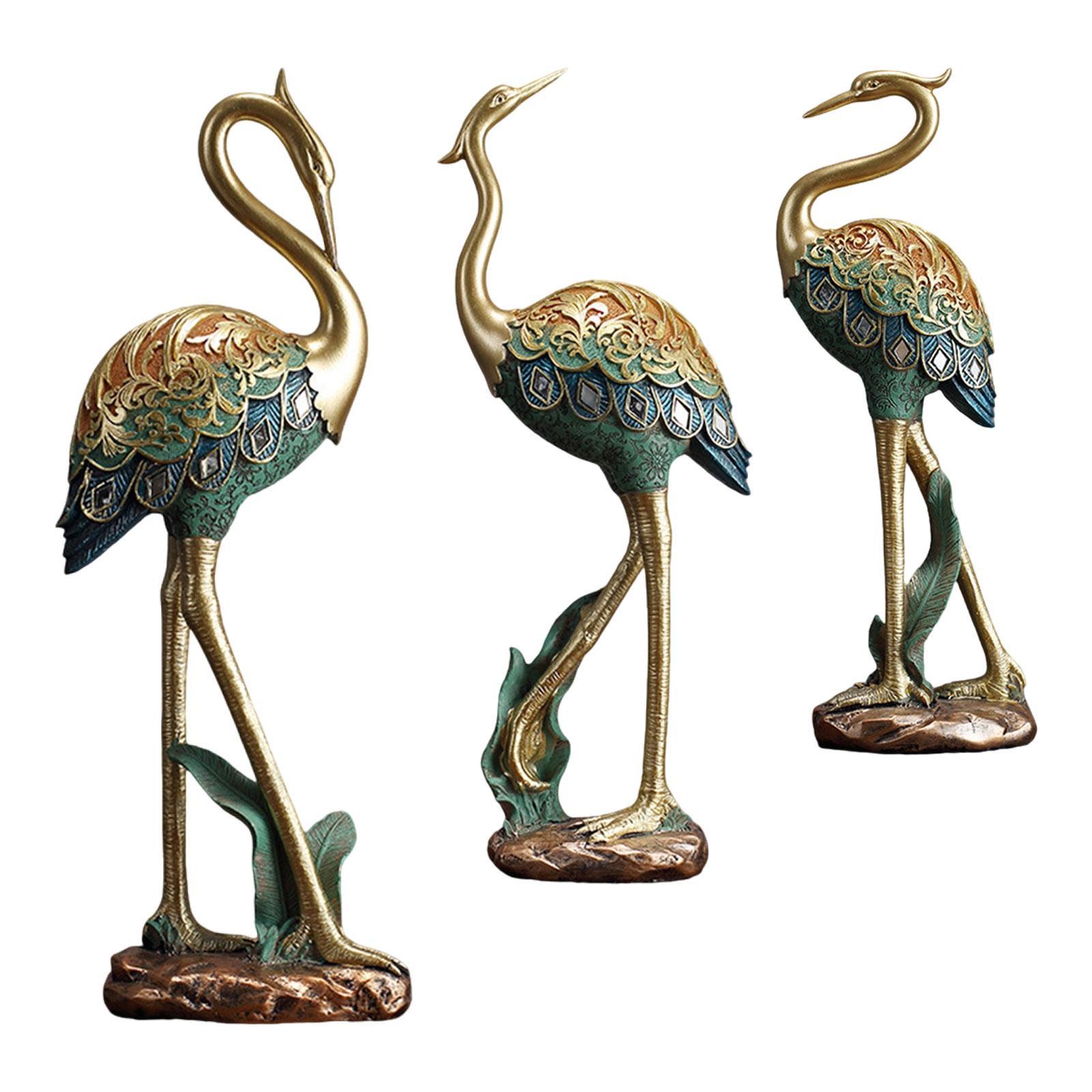 

Crane Statue Creative Home Decor Resin Ornament Traditional Chinese Art Piece for Bedroom Living Room Yoga Desktop Housewarming 14x8x37cm