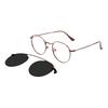 Stylish Men And Women Spectacle Metal Round Medium Size Glasses Frames With Polarized Magnetic Clip On For Prescription Lenses