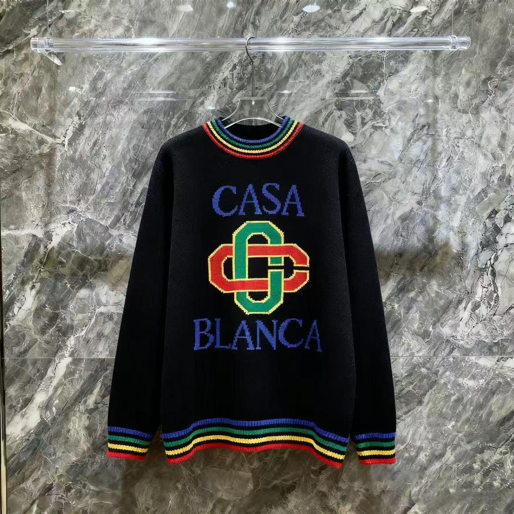 European Style CASA Knit Piqué Polo with Patchwork Pattern - Unisex Design Sweater